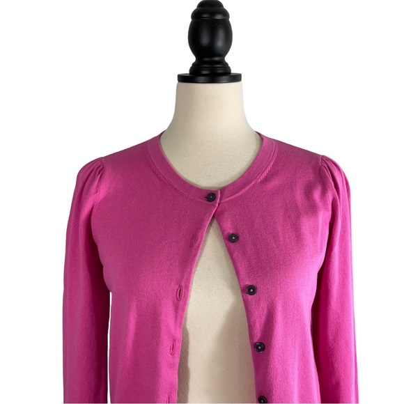 Boden Cotton Crewneck Cardigan Sweater Candy Pink Long Sleeve, Size XS - Picture 2 of 10